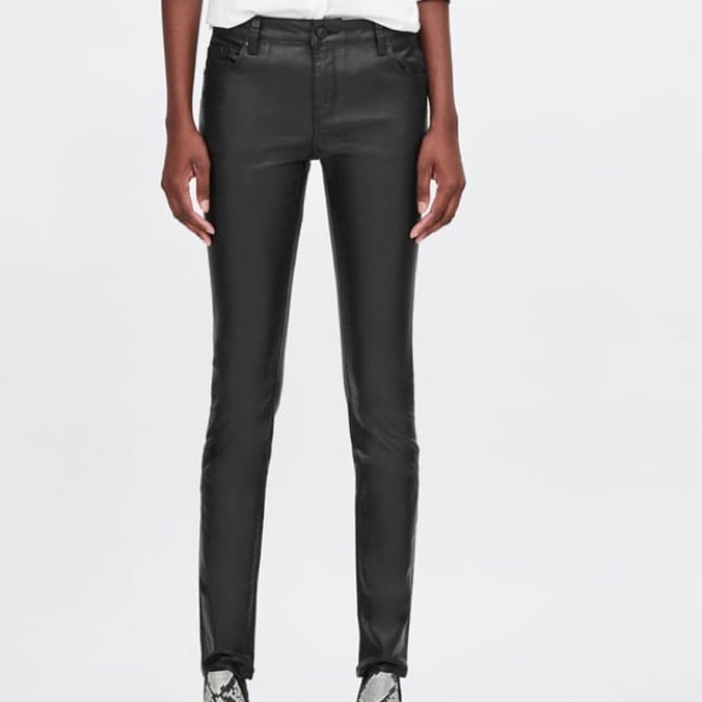 Zara Black Waxed Skinny Jeans